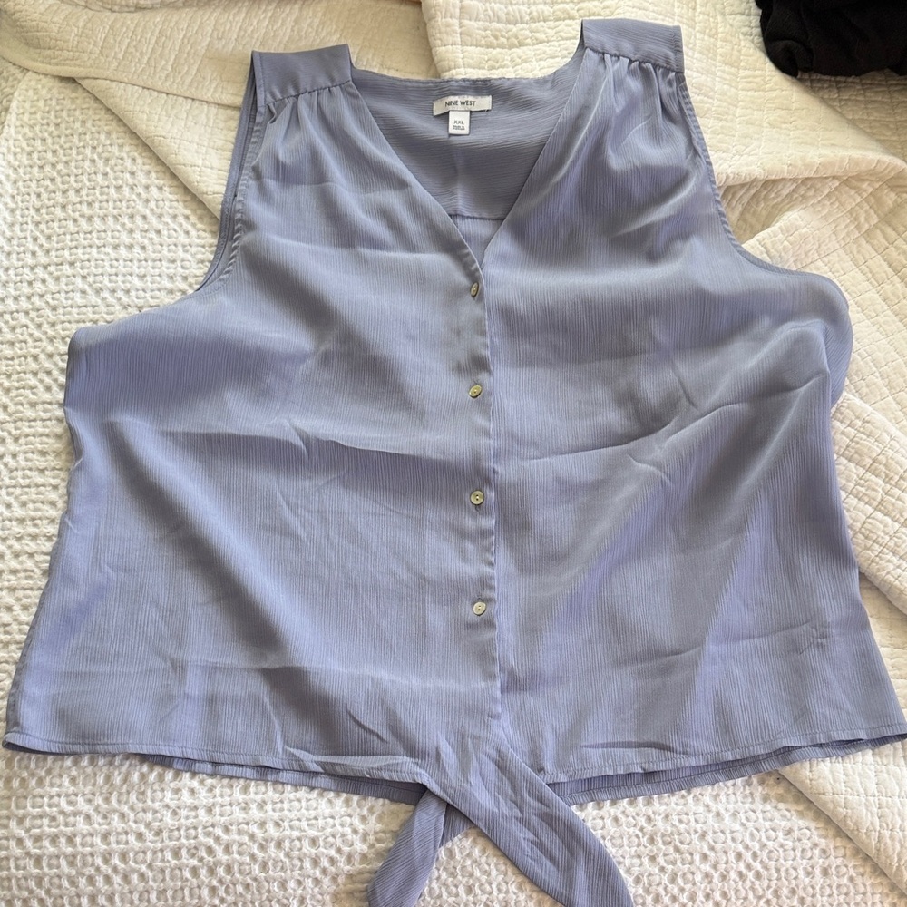 Nine West Sleeveless Tie-Front Blouse - Lavender